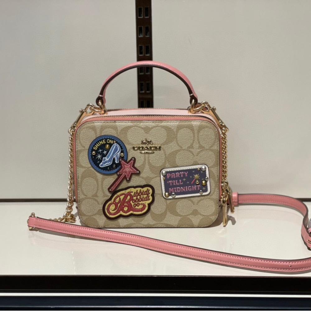 Disney X Coach Box Crossbody In Signature Canvas With Patches